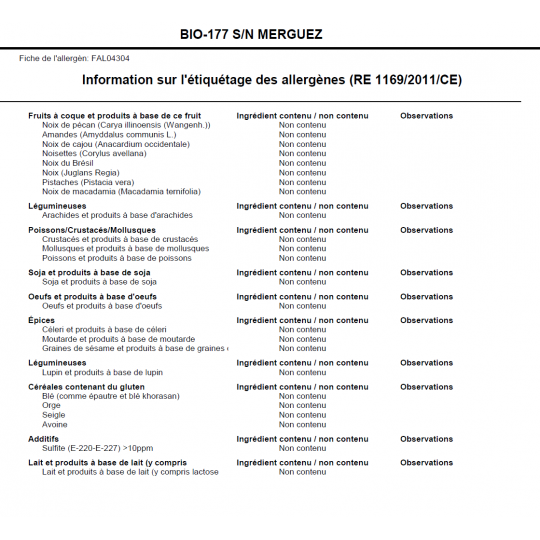 Vente en ligne de Complet Merguez bio