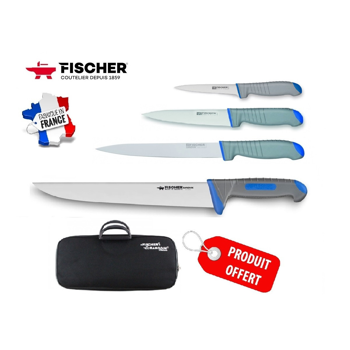 mallette avec 4 couteaux fischer