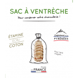 Sac à Ventrèche lard et magret pendus à l’abri des insectes
