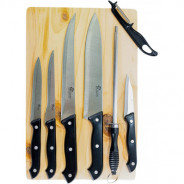 Coffret Planche avec 5 Couteaux de Cuisine/1 Éplucheur/1 Fusil