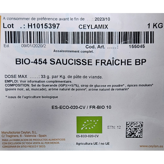 Vente en ligne de Complet a saucissons sec bio