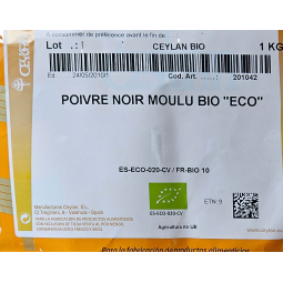poivre noir moulu bio