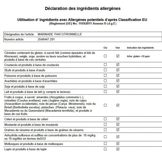 Marinade Thaï Citronnelle