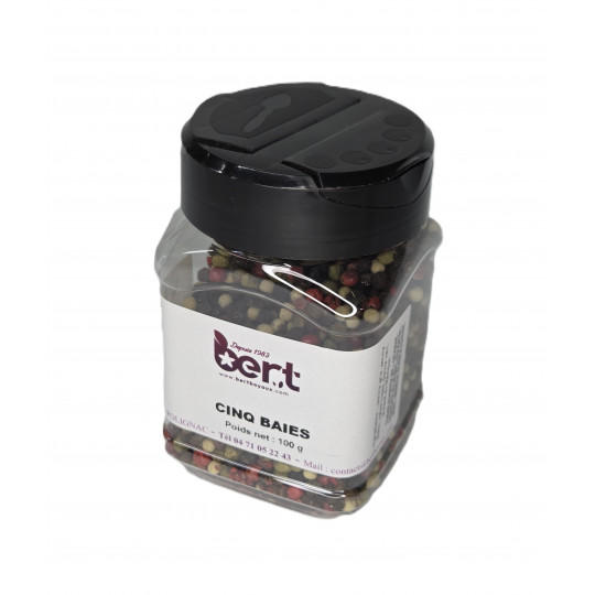 100 g de Poivre Cinq Baies Grains pour assaisonner vos charcuteries