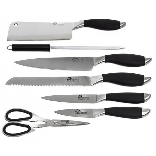 Bloc de 7 Accessoires avec 5 Couteaux 1 Fusil et 1 Ciseau - PRADEL Excellence