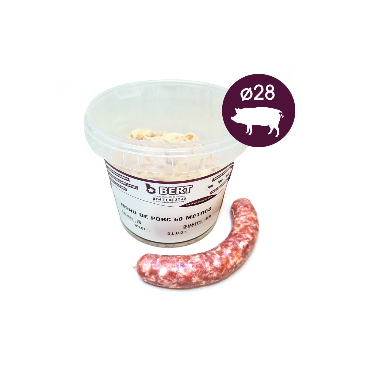 Boyaux de Porc 60m pour fabrication de Saucisses, boudins