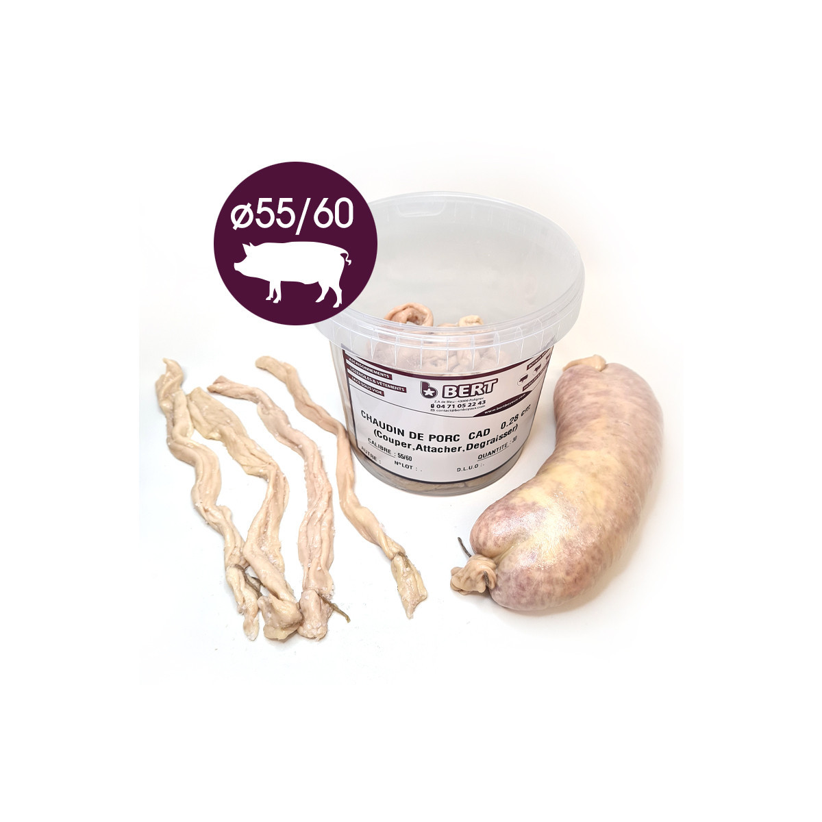 Boyaux Naturel , Chaudin de Porc pour la fabrication de Saucissons Sec